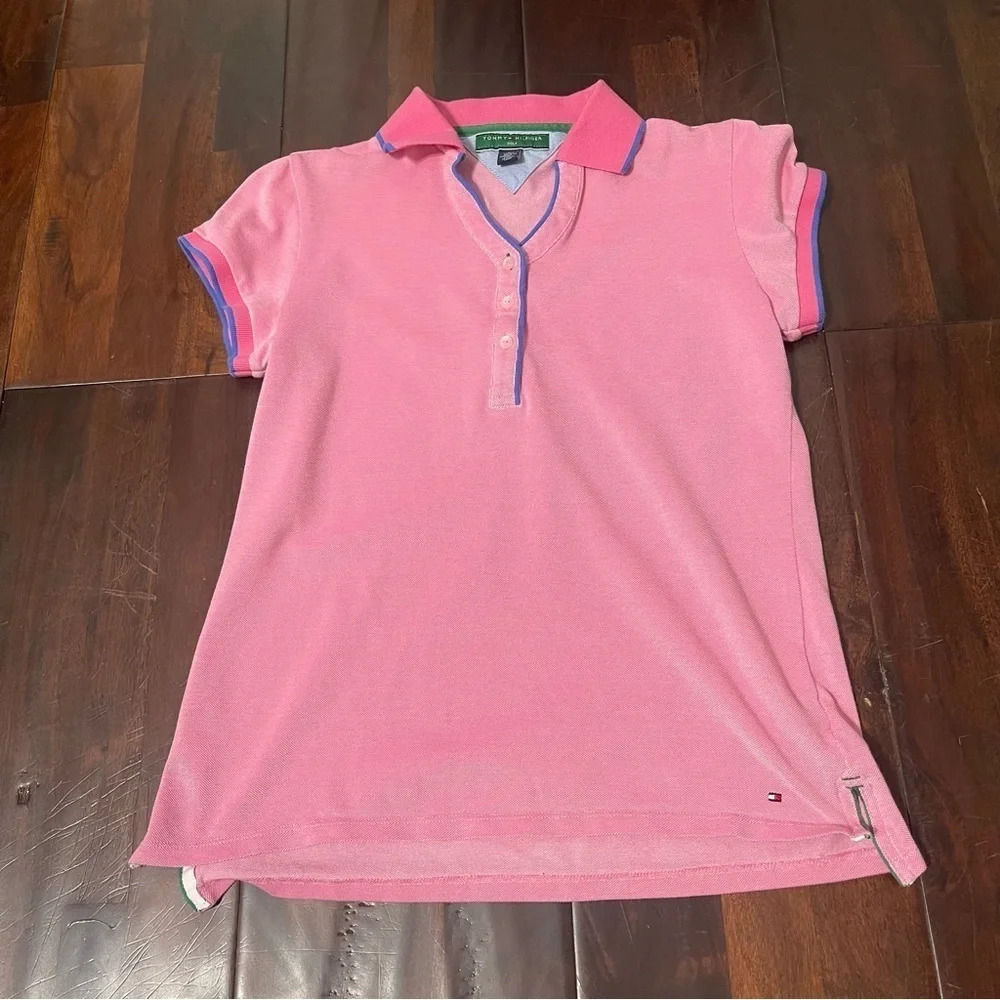 Tommy Hilfiger Golf Polo Women’s Size Medium Pink Blue Y2K